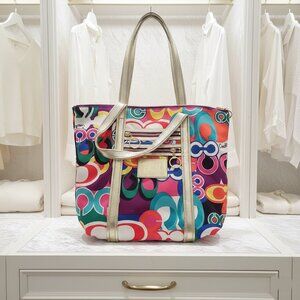 Coach Poppy Pop Signature C Glam Tote #13839